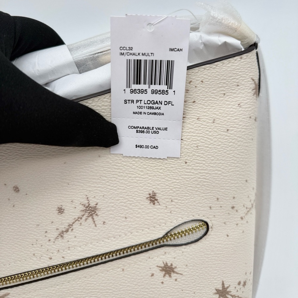 Coach Logan Duffle Bag With Star Print Chalk Cream - Picture 9 of 12